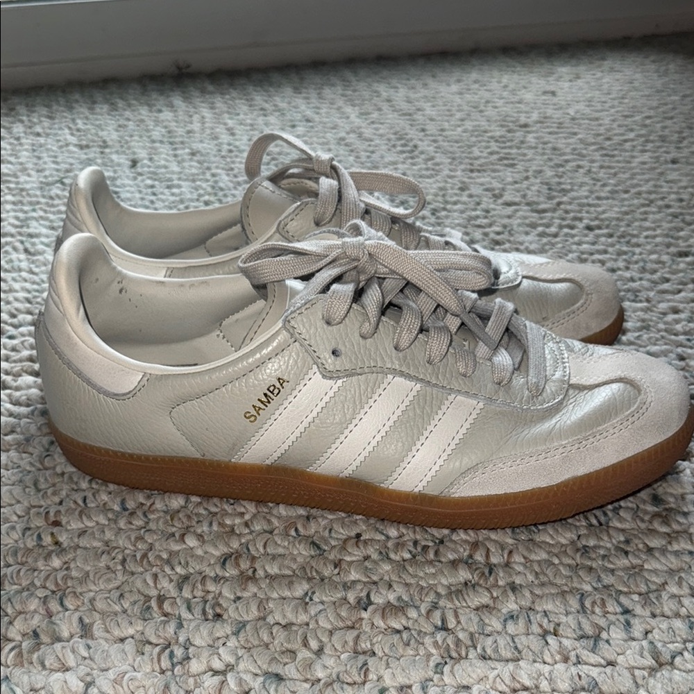 Adidas Samba Cream and white with gum soles